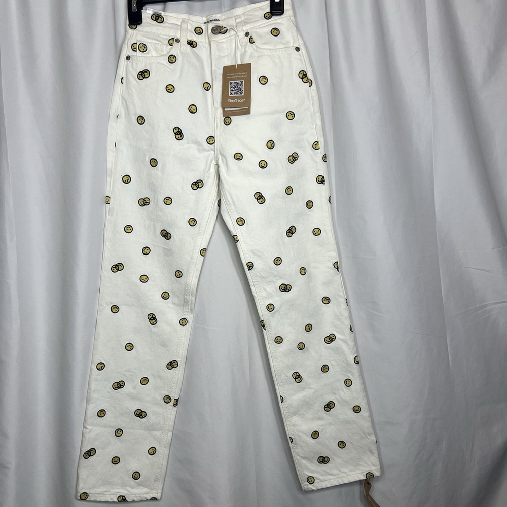 Reformation Mixed Emotions High Rise Straight Denim Vintage White Size 24 NWT